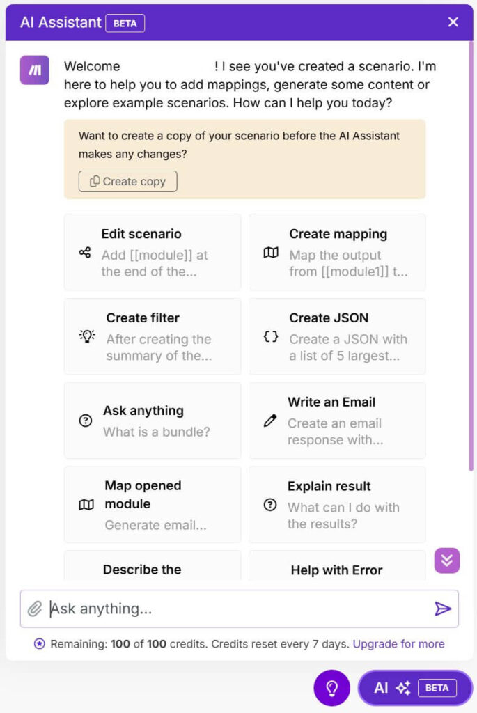 Make 內建的 AI 助手 Make 內建的 AI 助手